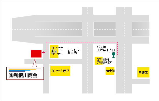 バスでご来店の場合の地図